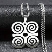 1 pieza Collar con colgante con símbolo africano Adinkra de acero inoxidable - Joyería con diseño de espiral moderno, diseño antióxido para hombres, regalo para uso casual y formal