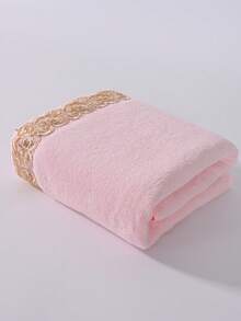 1pc/2pcs Romantic Heart Lace Coral Fleece Decorative Towel (Light & Thin), Super Soft Absorbent Skin-Friendly Quick-Drying Hand Towel, Home Decor, Outdoor Pool Towel, Adult Couples Bathroom Face Towel, Bath Towel 70*140cm, Face Towel 34*75cm - Baby Pink - View 9