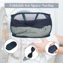 Hkr6485 4 Pack Durable Collapsible Laundry Baskets Mesh Foldable Laundry Basket Pop Up Laundry Hamper With Pocket Clothes Hamper With Reinforced Handles For Laundry Bathroom Room Dorm Or Travel - Gray+Black+Navy+Green-PopHorizontal - View 6