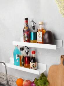 2 Packs White Acrylic Kitchen Storage Rack Spice Rack Organizer For Kitchen Wall Spice Rack Organizer Wall Mounted Storage Rack