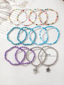 1 Set de Pulsera con Cuentas de Estilo Océano, Cuentas de Colores + Encantos de Tortuga Marina y Pulpo, Perfecta para Viajes a la Playa/Fiestas, Opción de Moda para Mujeres