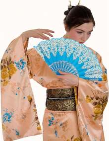 Abanico plegable de mano chino, abanicos de mano para mujeres, plegables a granel para fiestas, bodas, iglesia y baile (Azul claro) - Azul - Ver 7