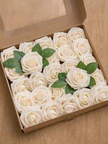 5/10/15/20/25/30 buah Mawar Palsu Realistis dengan Batang untuk Buket Pernikahan DIY, Hiasan Meja, Rangkaian Bunga, Pesta, Acara Baby Shower, Dekorasi Rumah (Tidak Termasuk Kotak) - Sampanye - View 3