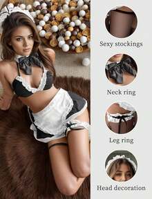 MEIJUANAASex French Maid Outfit Maid Costume Femboy Lingerie Set Anime Cosplay Outfits Women - 1 - View 3