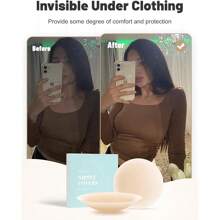 Nipple Covers No Show,  2 Pairs Sticky Adhesive Silicone Nipple Pasties For Women Reusable Pasty Strapless Bra Dress