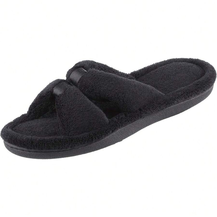 Local Delivery--Women's Signature X-Slide Slipper, Satin Trim With Memory Foam - Black - View 1