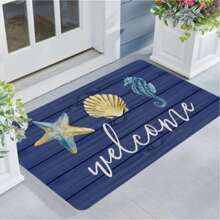 Felpudo de alta calidad con diseño de estrellas de mar y conchas marinas | Lavable a máquina - Adecuado para baño, sala de estar, dormitorio, cocina, oficina, entrada, alfombra pequeña, felpudo de bienvenida, alfombra, tapete de piso, felpudo de exterior, alfombra de cocina, decoración del hogar, felpudo de entrada, alfombra pequeña de área, alfombra de exterior, decoración del hogar, alfombra de área, alfombra de jardín, alfombra lavable