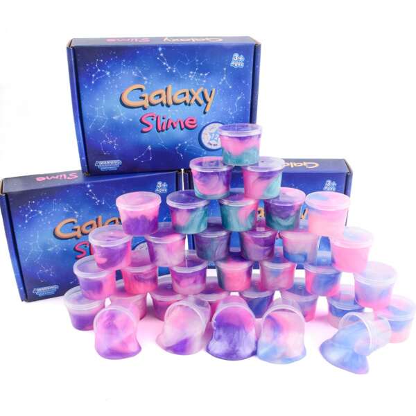 Paquete de 12 kits de slime con temática galáctica, obsequios para fiestas con slime, 12 tazas de mini slime de la serie de constelaciones, húmedo, no pegajoso, recompensas para el aula, suministros para fiestas