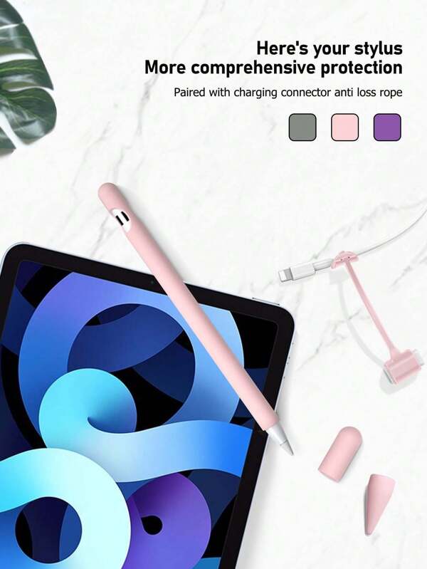 Apple Pencil 1st Generation Silicone Protective Cover, Including 2 Pen Tips, Anti-Lost Strap, 4-In-1 Accessories Set