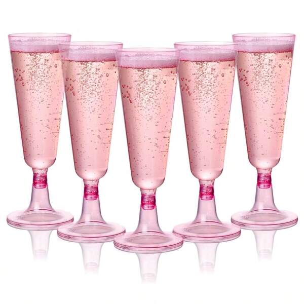 25pcs Outdoor Wine Glasses Party Event Disposable Plastic Wine Cups - Shatterproof Champagne Flutes [Reusable]