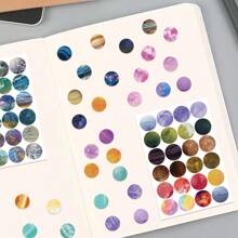 8pcs Monet Garden Round Dot Stickers For Notebook, Ledger, Skateboard, Water Cup, Photo Frame, Photo Album, Decoration, Great Gift For Halloween, Christmas School Supplies, Back To School