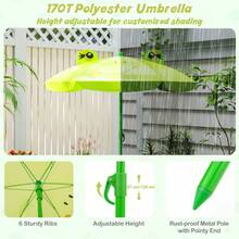 Lifezeal Kids Picnic Table & Chair Set With 2 Folding Chairs & Height Adjustable Umbrella - 綠色 - 查看 4