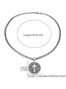 San Benito Exorcist Pendant Necklace For Women Men Stainless Steel Christian Saint Benedict Religious Amulet Chain Jewelry