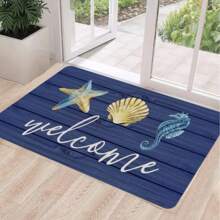 Felpudo de alta calidad con diseño de estrellas de mar y conchas marinas | Lavable a máquina - Adecuado para baño, sala de estar, dormitorio, cocina, oficina, entrada, alfombra pequeña, felpudo de bienvenida, alfombra, tapete de piso, felpudo de exterior, alfombra de cocina, decoración del hogar, felpudo de entrada, alfombra pequeña de área, alfombra de exterior, decoración del hogar, alfombra de área, alfombra de jardín, alfombra lavable