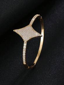 1 pulseira feminina luxuosa, minimalista e requintada, com design de estrela de quatro pontas e pequenos diamantes, adequada como presente de aniversário e feriado para esposa, família, amigos, amante, mãe, para uso diário, festa e festival