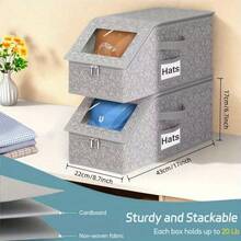 1/2-Piece Stackable Baseball Cap Organizer, Multi-Functional Storage Artifact, Maximum Capacity 24, Closet Specific, Unisex Durable Gray Box With Cardboard Lining - Grey - View 6