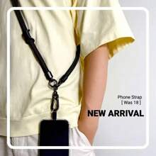 120cm Metal Hook Mobile Phone Lanyard Strap With Adjustable Pad, Crossbody Phone Holder