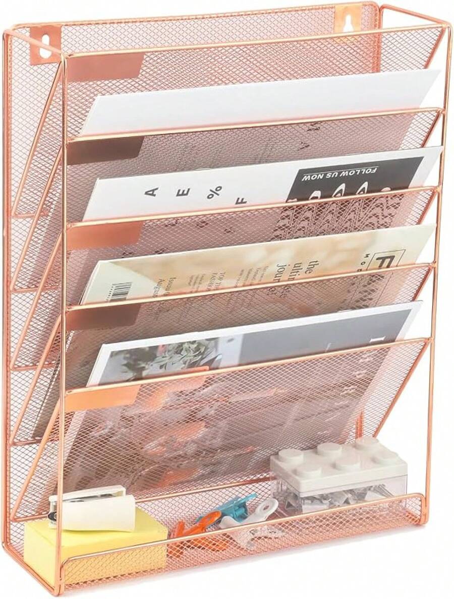 EASEPRES Desk File Organizer Mesh 6-Tier, Hanging Wall Mount Document ...