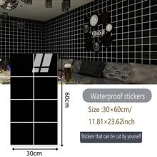 52 piezas de pegatinas de pared 3D de espuma de efecto mármol negro, autoadhesivas impermeables de vinilo, patrón de rejilla de plástico de aluminio grueso, adhesivos de pared lavables para renovación de tiendas, uso doméstico - decoración de baño, dormitorio, sala de estar