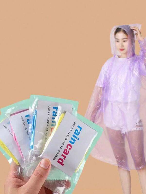 5pcs/8pcs/12pcs Disposable Unisex Rain Ponchos, Mini Portable Adult Rain Coat, Suitable For Outdoor Camping, Hiking, Cycling, Waterproof Rainwear, Travel Essential (Packaging Letter And Color Random)