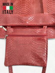 Bolso tote bag de mujer a mano bolso grande de mujer, Bolso Genuino Leather de diseño italiano, bolso de viaje, bolso casual plegable y sencillo, bolso de hombro retro de moda, bolso versátil para debajo del brazo, bolso grande popular, mochila escolar, bolso plisado de alta gama, adecuado para regalar a amigos para ir de compras, citas, viajes de negocios y uso comercial, bolsos de mano de moda para damas - Rojo Oscuro - Ver 4