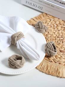 2-12pcs Handmade Woven Napkin Rings, Suitable For Wedding, Dinner, Party, Reception, Family Gathering Table Decor