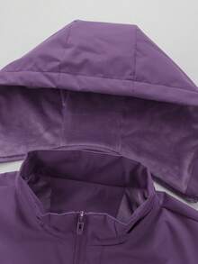 Jaqueta feminina corta-vento com capuz, nova, à prova de vento, cor sólida, para primavera e outono, casual, esportiva, com forro térmico, jaqueta softshell quente