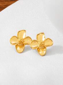 Aretes tipo botón de flor de aleación de zinc para mujeres, para decoración diaria