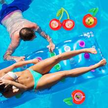 2/4/6 Stück aufblasbare Getränkehalter in Apfel- und Kirschform, Cartoon Apfel- und Kirsch-Getränkehalter-Schwimmer, Sommer Party Obst-Themen Getränkehalter-Schwimmer für Outdoor, Geburtstags-, Schwimmbad- und Strandpartys