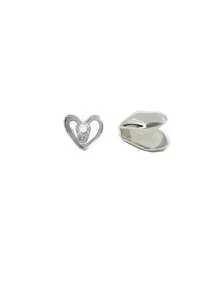 1 Conjunto de Joia para Dentes Grillz Sólida Clássica com Pedra de Zircônia Incrustada em Formato de Coração Oco, Decoração para Festa/Uso Diário, com Moldeira, Personalizado e Acessório de Palco como Presente