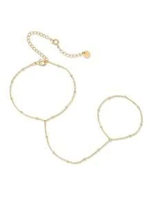 TUANZISP 1pc Adjustable Copper Plated Finger Chain Bracelet, Decorated With Faux Pearl And Cubic Zirconia, Elegant Style Suitable For Daily Wear, Fashionable And Luxury Women Jewelry Gift For Birthday, Valentine's Day