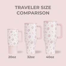 hydrojug Original Traveler - 32oz 40oz Water Bottle With Handle & Flip Straw - Fits In Cup Holder, Leak Resistant Tumbler-Reusable Insulated Stainless Steel & Rubber Base - Gifts For Women & Men, - WILD ROSE - 查看 6