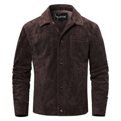 Spring/Fall  Winter    Slim Fit    Mens Coat  Suede   Leather Jacket  Trucker