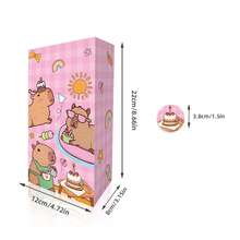4/6/12/24pcs Cute Capybara Theme Kraft Paper Bags, For Birthday Party Supplies, Souvenir Gift Bags, Party Decorations, Adorable Capybara Pattern To Add Cuteness To Your Celebration! - Multicolor - View 3