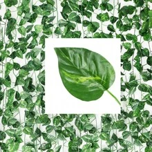 100/2M Artificial Green Ivy Vine Garland Fake Leaf Plants Rattan Hanging Creeper Garlands For Garden Wedding Party Wall Decors