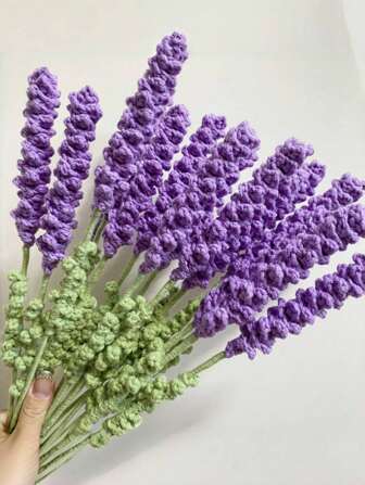 1 STUKS/3 STUKS/5 STUKS/10 STUKS Prachtige gehaakte handgeweven wollen lavendelbloem - 15,8-inch kunstboeket voor Onafhankelijkheidsdag, afstuderen, bruiloften en meisjescadeaus - zacht, realistisch en geurig