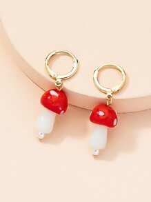 1 par de aretes novedad en forma de champiñones, joyería delicada para damas de honor