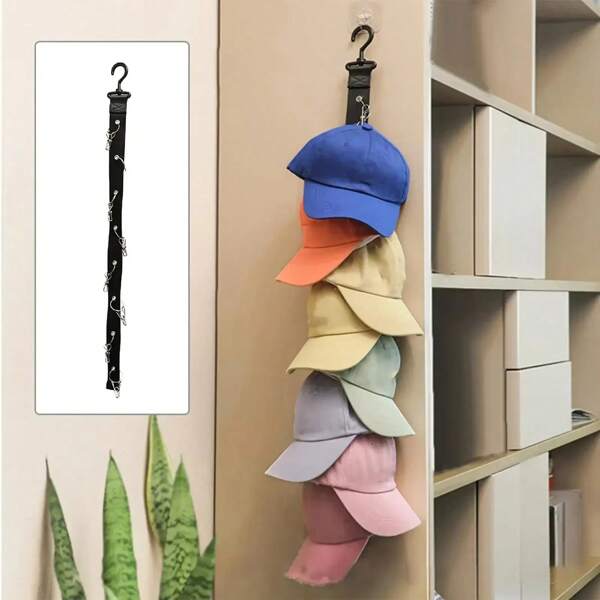 Metal Clip & Hook Cap Organizer Rack, Baseball Cap, Golf Cap Stand With 8 Stainless Steel Clips, Hanging Storage Suitable For Entryway, Hallway, Bathroom, Bedroom, Dorm Back To School