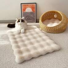 1pc Soft Fluffy Pet Mat - Comfortable, Washable, Rectangular Cushion Suitable For All Seasons, Cream Color, Lightweight And Fade Resistant, Perfect For Indoor Pets Or Small Animals, Pet Bedding | Quilted Pet Pad, Decorative Rug, Bedroom Decor, Small Rug, Carpet, Home Decor, Living Room Rug, Small Living Room Rug, Bedroom Rug, Living Room Home Decor, Outdoor Rug, Washable Rug Back To School