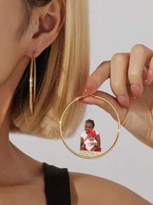 1 pièce Boucles d'oreilles créoles, Boucles d'oreilles créoles avec plaque signalétique, Boucles d'oreilles personnalisées avec photo, Cadeaux personnalisés pour elle, Personnalisation personnalisée d'images avec noms, Boucles d'oreilles , Styles , Styles familiaux, Articles uniques
