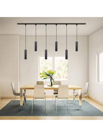 Zwart Round Cylinder Track Hang Light, Home Ceiling Lamp, Metal Tubular Lamp Built In LED, Neutral/Warm 85V 265V Voltage, No Accessories Included, Home, Kitchen Isl Store, Cafe, Dining Room, Living Kitchen, Bar, Corridor, Hotel, Stairs, Clothing Hallway, Exhibition Hall, Reading Room
