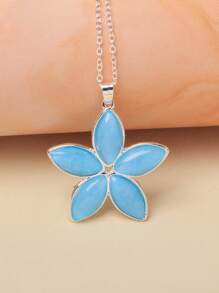 1 pièce Collier pendentif floral bleu clair, 3 options de couleurs