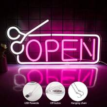 Custom LED Neon Sign With Scissors & Comb Design - USB-Powered Multi-Color Wall Decor For Salons, Spas, Home & Retail Shops - Durable Plastic & Acrylic Construction, Button Control, Wall-Mounted Lighting, Neon Signs For Wall Decor, Retail Display