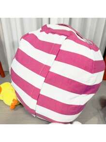 1 pezzo Borsa portaoggetti in peluche a righe, fodera per sedia di grande capacità con manico, materiale in poliestere di alta qualità, borsa multiuso con cerniera per riporre coperte, borsa portaoggetti in peluche per bambini, borsa a righe per divano, borsa da viaggio con zip e grande capacità per coperte, borsa multifunzione in tela per giocattoli, coperte e articoli da viaggio, scatola portaoggetti per l'organizzazione domestica, la miglior scelta per riporre giocattoli a casa