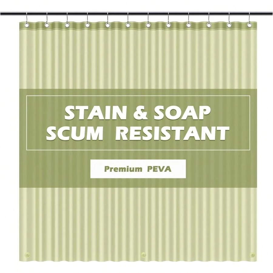 Local Delivery-Clear Shower Curtain Liner Light Weight PEVA, Shower Liner 72x72 Inches, Waterproof, No Chemical Smell With 12 Rust Proof Metal Grommets For Bathroom Shower Curtain - Sage - View 1