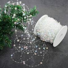 1 Roll 30/60m Gypsophila 8+3 Fish Line Wired Beads Faux Pearl Beads Chain Wedding Hand Holding Flower Decoration For Jewelry Making Handmade Jewelry Accessories Bridal Hair Accessories Necklace Bracelet DIY