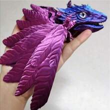 Juguete de modelo impreso en 3D, juguete de dragón volador genial con boca móvil, dragón emplumado impreso en 3D, modelo de dragón volador, modelo de juguete de dragón con articulaciones móviles, decoración de escritorio para el hogar, modelo de juguete de dragón coleccionable
