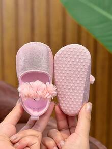 1 双婴儿女孩花卉松紧带平底可爱公主鞋，适合所有季节日常穿着，幼儿 - 粉色 - 查看 7
