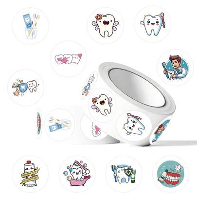 500 件卡哇伊牙齿贴纸可爱牙科贴纸牙仙子贴纸牙医贴纸牙科玩具牙科礼品牙科装饰牙仙子礼物乙烯基防水贴纸适用于笔记本电脑、保险杠、滑板、水瓶、电脑、手机