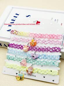 Set de 6 collares con colgantes lindos, collares elásticos, tema de verano de unicornio - A - Ver 12